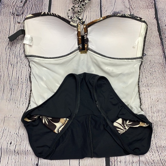 LA BLANCA Black/Brown/Cream 1pc Swimsuit Size: 8 - Picture 17 of 17